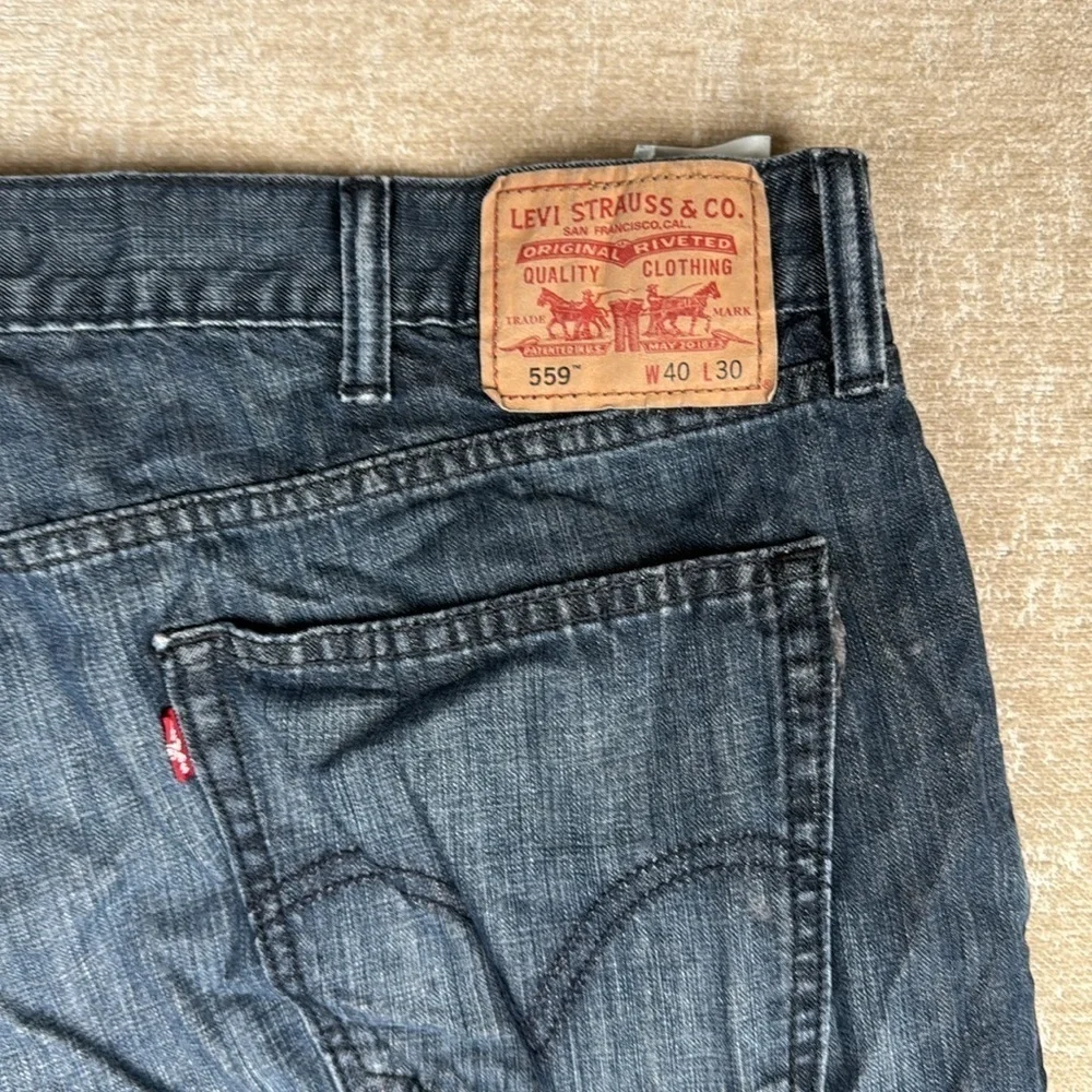 Levis 559 Jeans Mens 40-30 Relaxed Straight Dark Blue